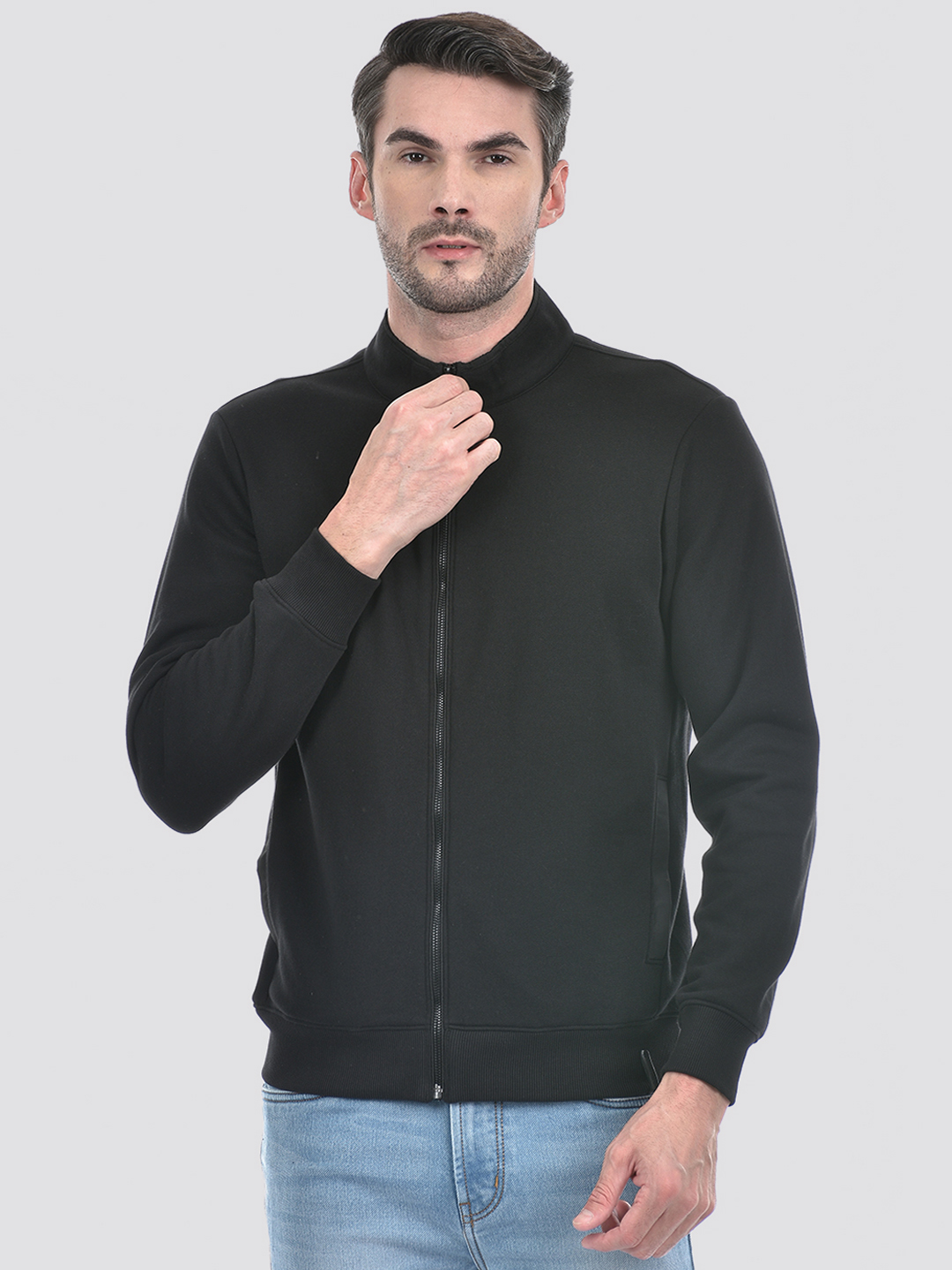 Numero Uno Men Solid Black Sweat Shirt